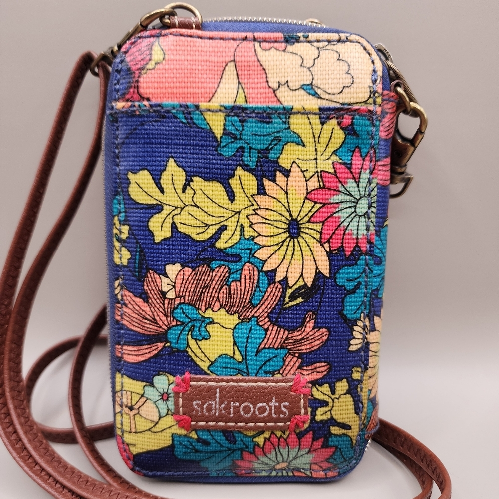 Sakroots Floral Crossbody Bag - Blue, Yellow, Pink